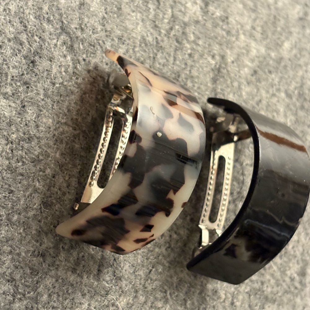 Leopard and Black Hair Clips